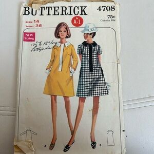 5/$25 Butterick 4708 vintage sewing pattern woman dress size 14 💜